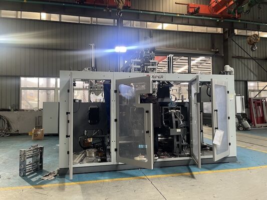 Automatic Extrusion Blow Molding Machine with 40 Sets of Mould Data Memory, Auto Deflashing, and 3 Sets of Heads
